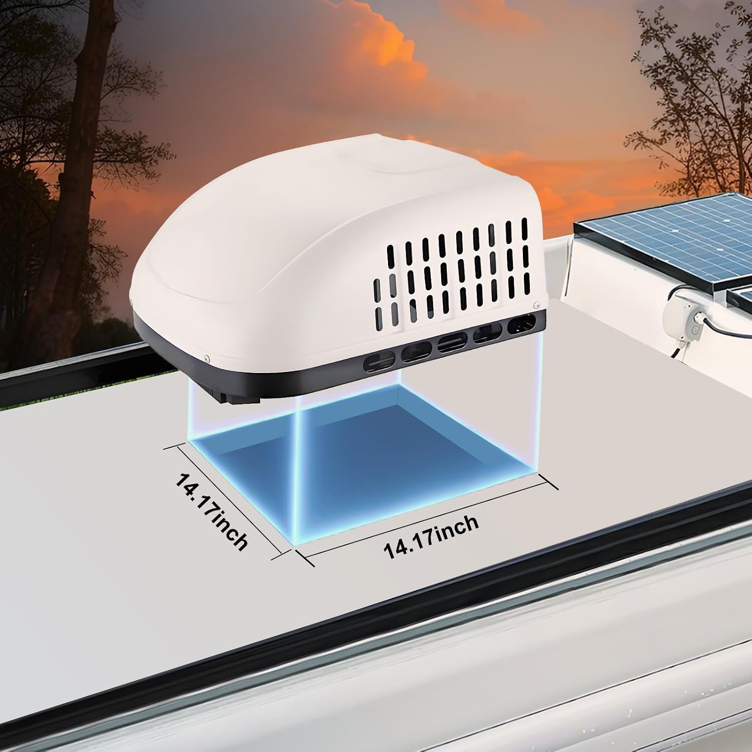 115V RV Air Conditioner with Heater& Cooling, 15000 BTU Quiet Camper AC Unit, 115 Volt Van Rooftop A/C Units, Cooling & Heating for Sleeper Truck, Trailer, Fifth Wheel, Motorhome, Crane Tractor