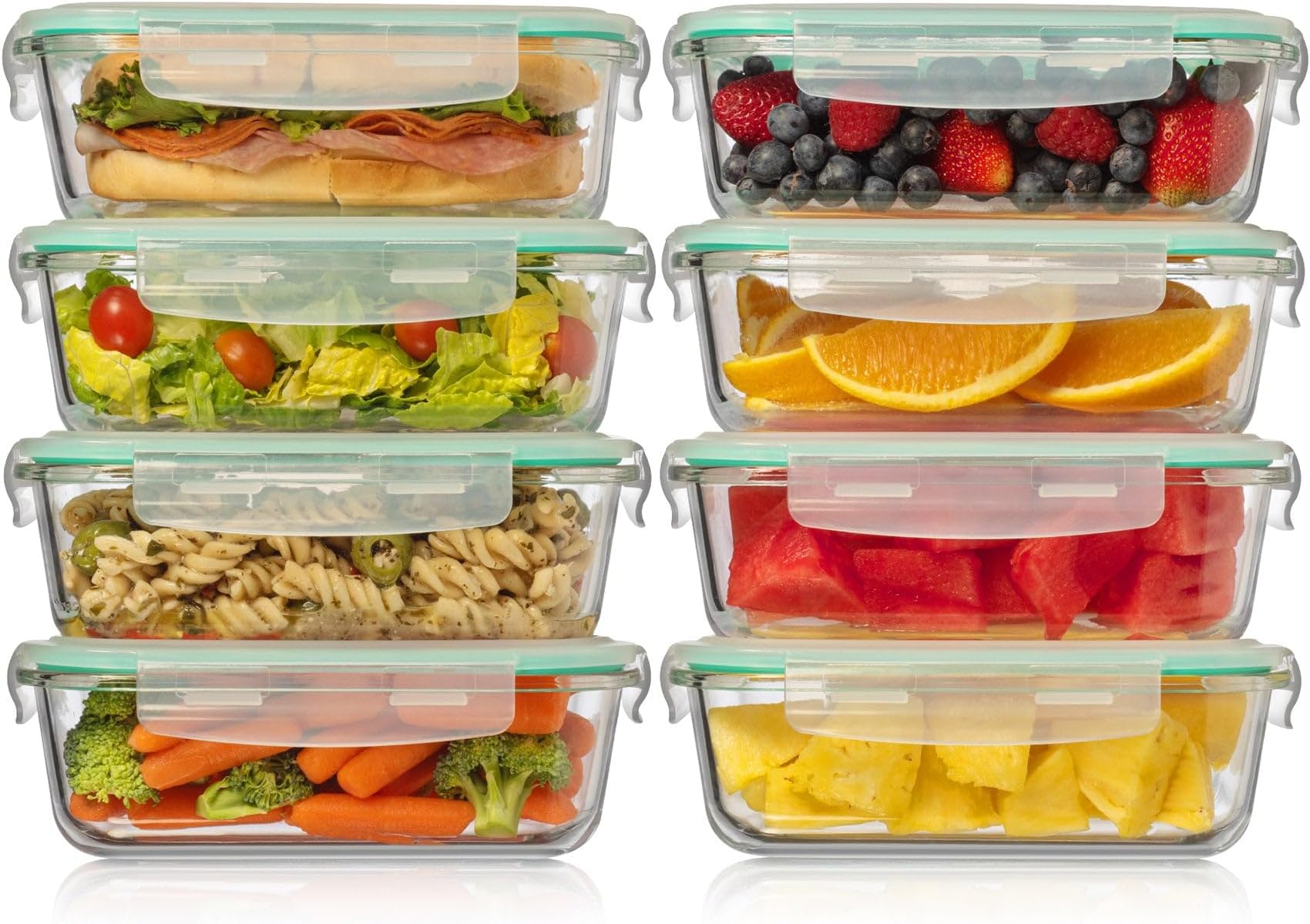 - Fusion Gourmet 8 Pack 35 oz Glass Storage Containers with Lids - Airtight, Leakproof, Oven, Microwave & Freezer Safe, Stain & Odor Resistant, Reusable Meal Prep Containers (16-Piece)
