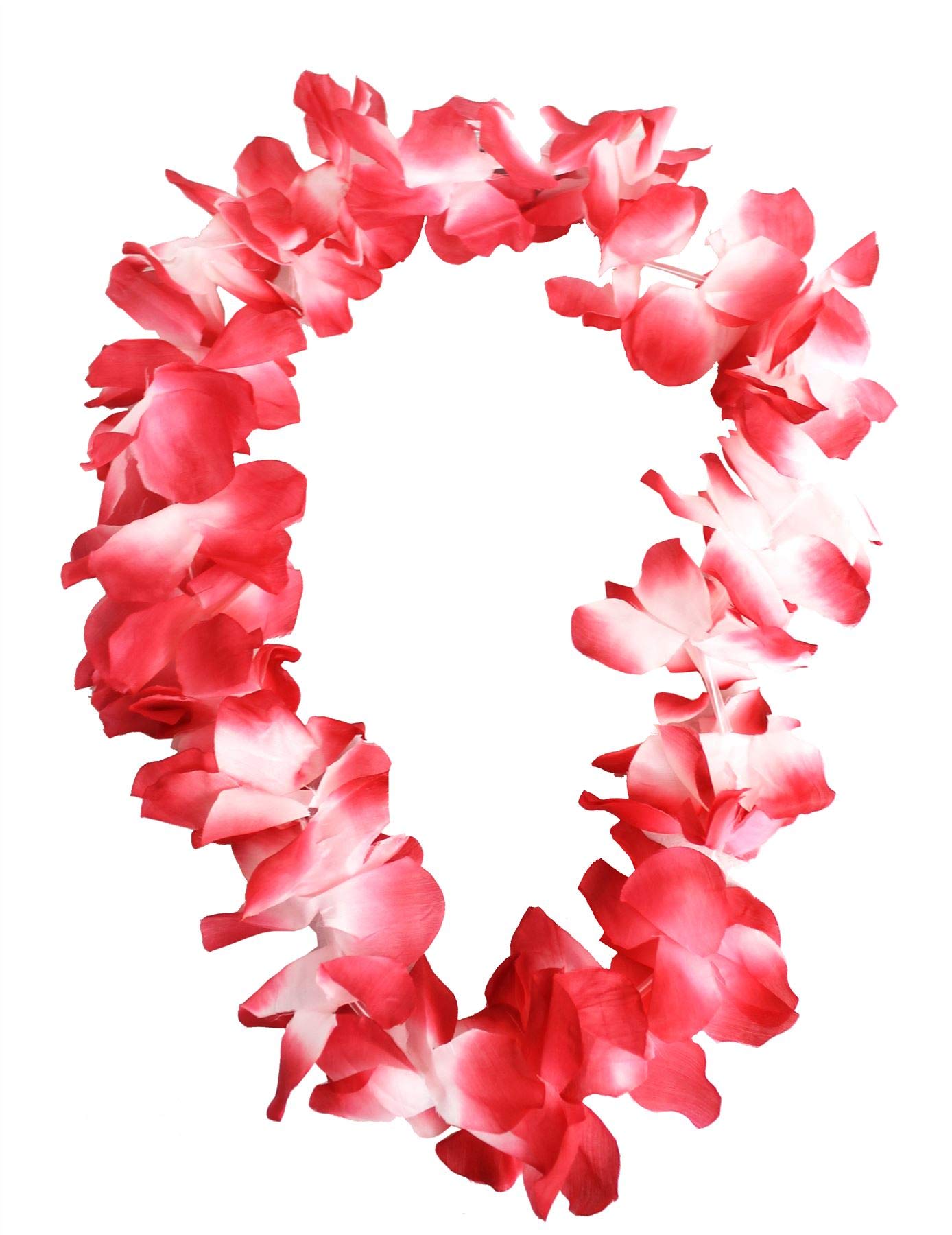 Hawaiian Lei Flower Necklace - Pack of 48 - Deluxe Thick Red Flower Necklace - Flower Garland Hawaii Hula Beach Party Fancy Dress Accessory