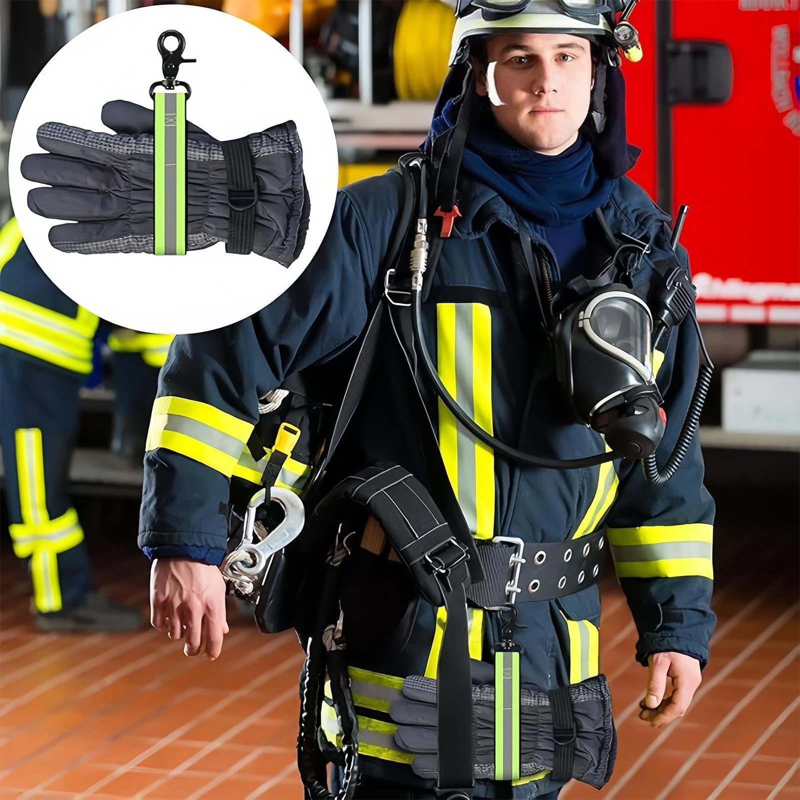 Sangle à gants – Ceinture de rangement en 2 parties avec garniture réfléchissante et crochet rotatif | Ceinture de gants de sécurité pour pompiers, sauveteurs et aides d'urgence pour soutenir la