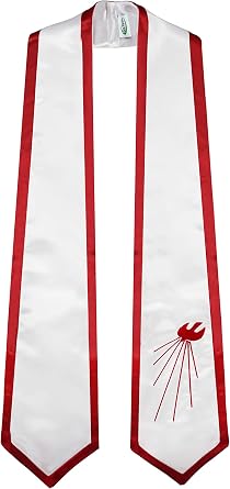 IvyRobes Descending Dove Confirmation Stoles White End with Red Trim