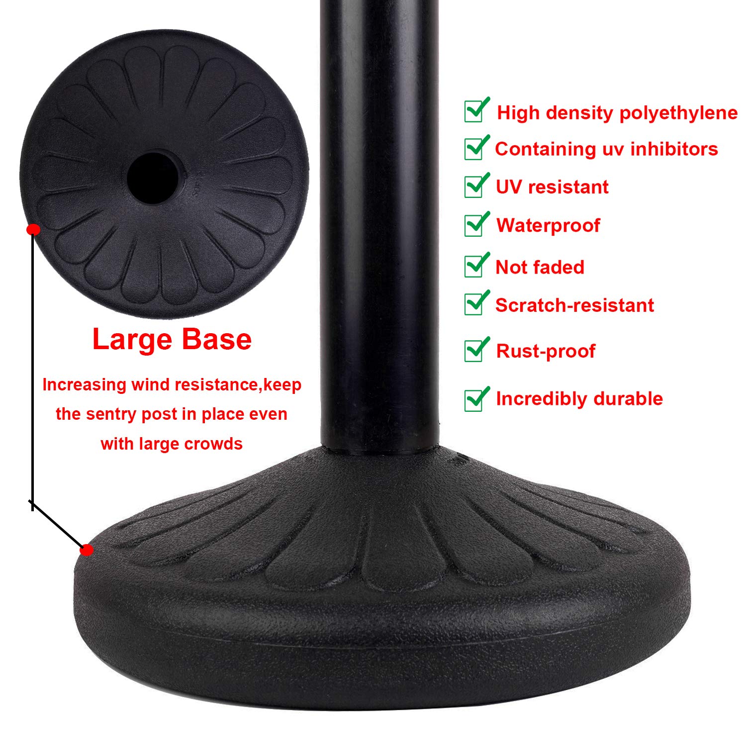 Top Rated Reliancer 4 Pack Plastic Stanchions Set w/3PCS 40 Link Chain Safe Stanchion Kit w/Fillable Base Crowd Control Safety Stanchion Barriers Easy Connect Assembly Outdoor and Indoor Posts Queue Barrier