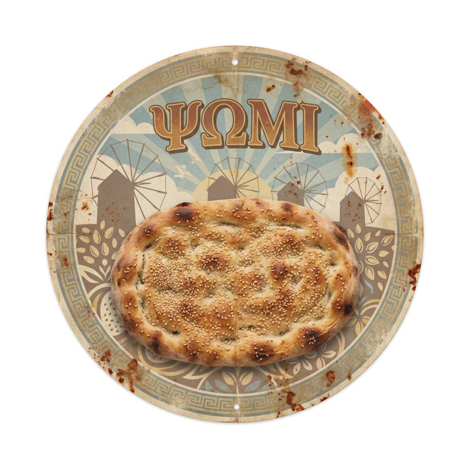 Mediterranean Bread Loaf Breakfast Bakery Food Travel Metal Tin Sign