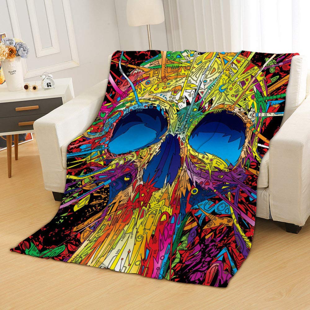 Plaid Sherpa crâne 150x200 cm couverture douce et épaisse en peluche