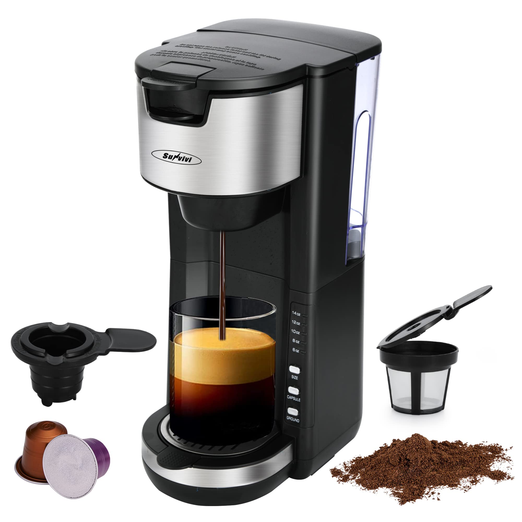 Buy 2 in 1 Single Serve Coffee Maker , One Cup Coffee Maker for Capsule