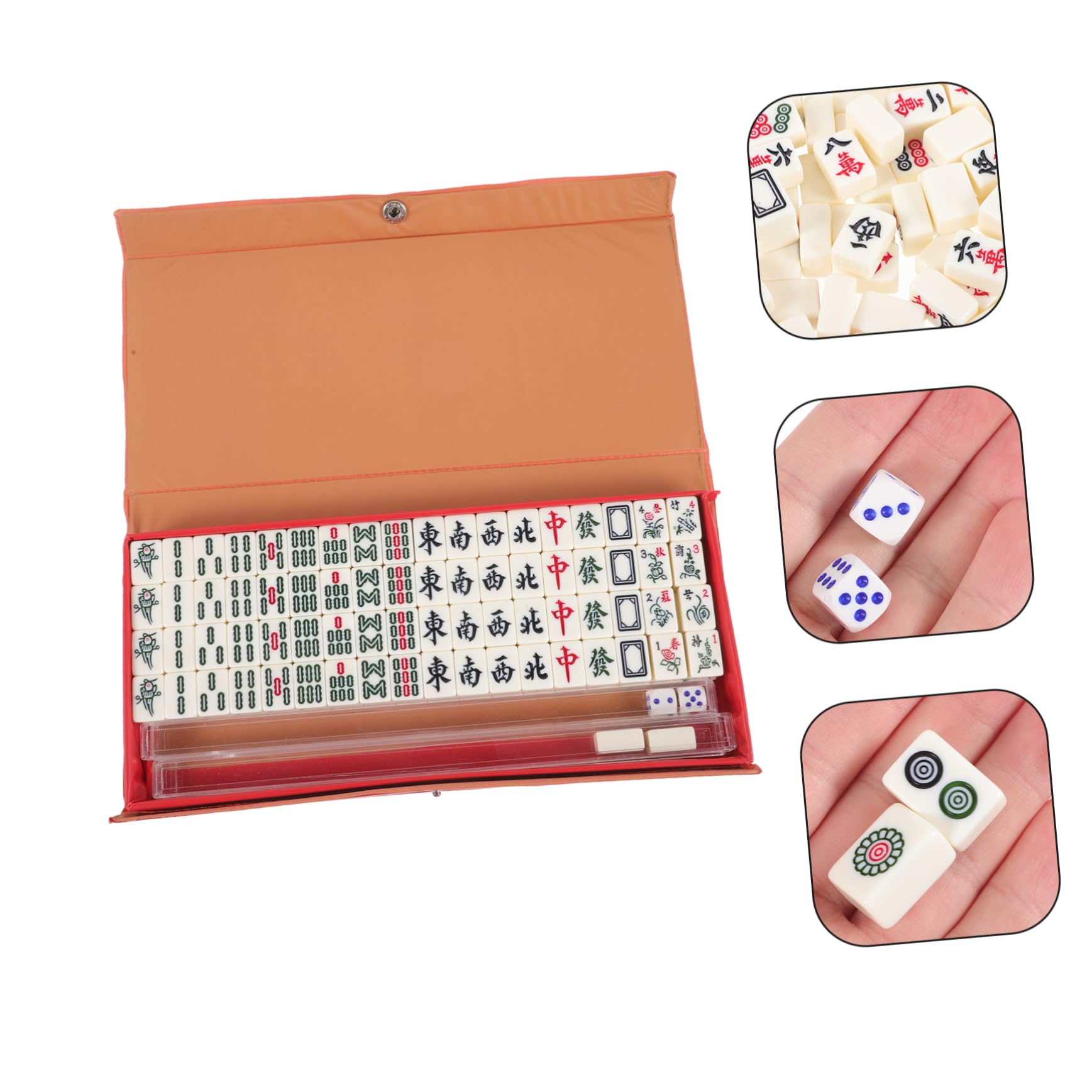 Reise Kleiner Mahjong Satz aus Melamin, 1 Satz, Kompakt | Klare Drucktechnik, Leicht zu Tragen, Komplett Ausgestattet, für Zuhause und Feiern, Kreative Ausführung