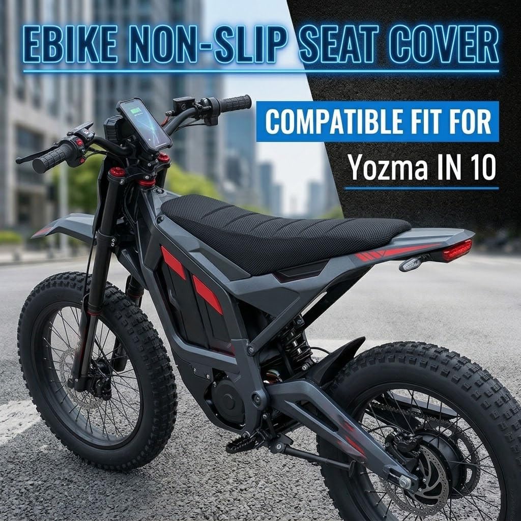 Non-Slip Seat Cover Compatible with Yozma IN10 Electric Dirt Bike, Soft Gripper Seat Skin - Tool-Free Installation with Elastic Hook and Loop Straps, No Staple Gun Needed