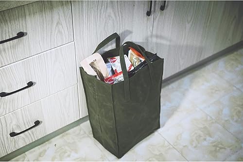 Miniatura 5 de Kaaltisy Bolsa de lona encerada para comestibles, ecológica, reutilizable, plegable, orgánica y vegana, alta y suave al tacto