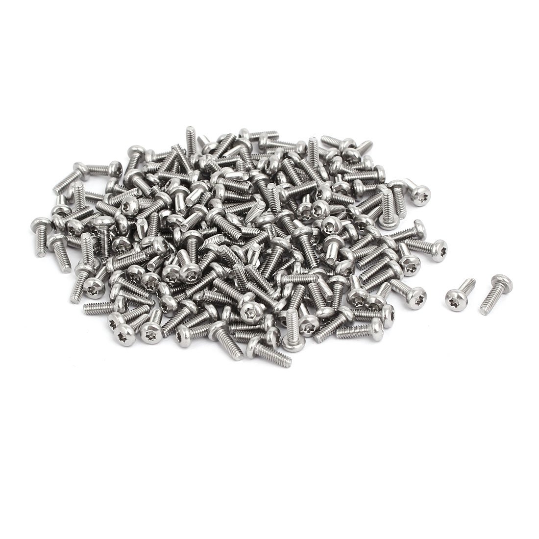 sourcingmap M2x6mm 304 Stainless Steel Button Head Torx Screws Bolts T6 Drive 200pcs, silver