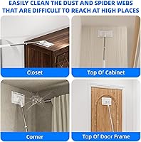 Vista 7 de Mini trapeador con agarre rápido con mango de 39 pulgadas, limpiador de polvo sin espacio al tacto y cabezal de bloqueo, trapeadores perezosos