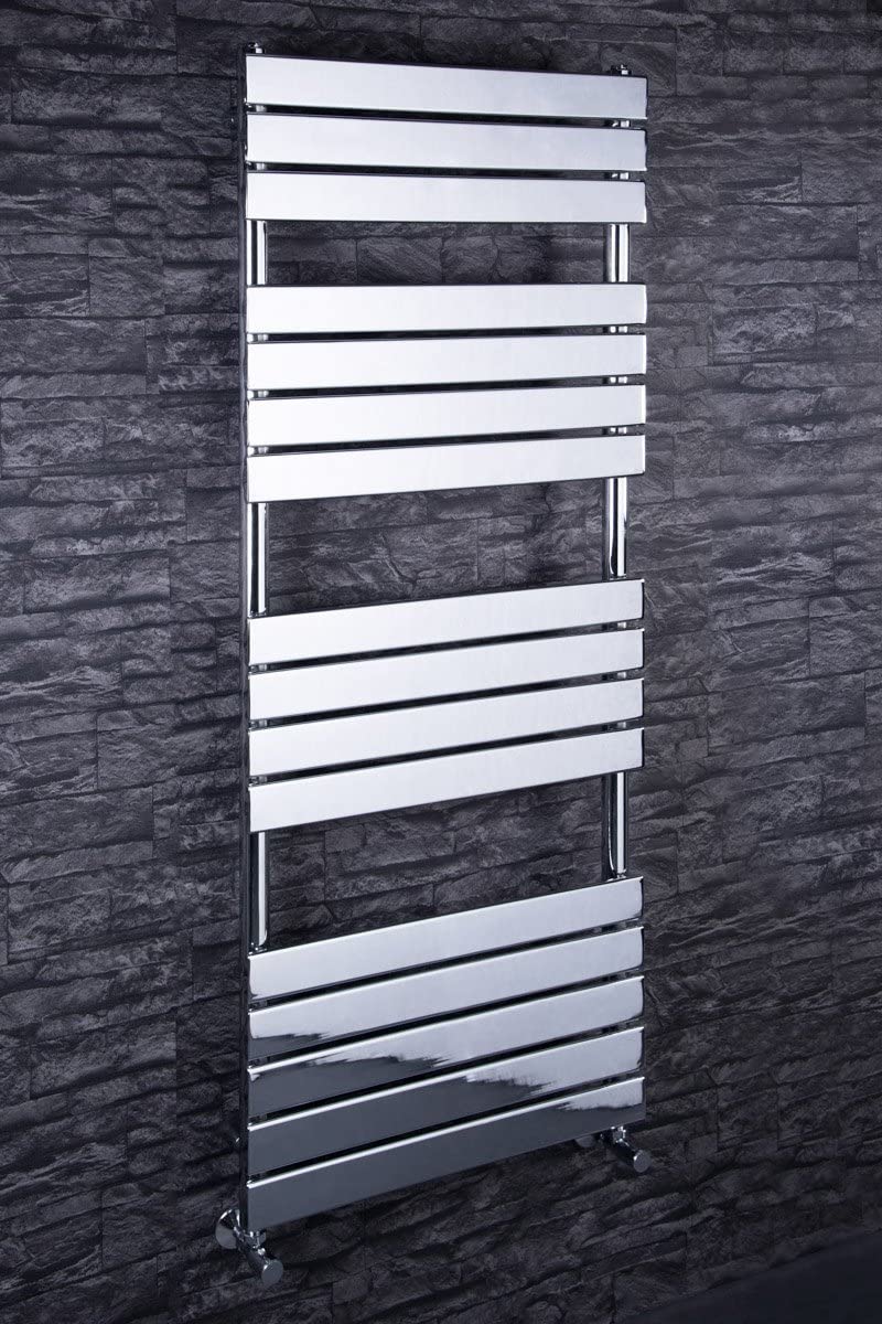 Warmehaus Flat Panel Heated Towel Rail Bathroom Ladder Radiator Rad Central Heating Chrome 1600 x 600mm