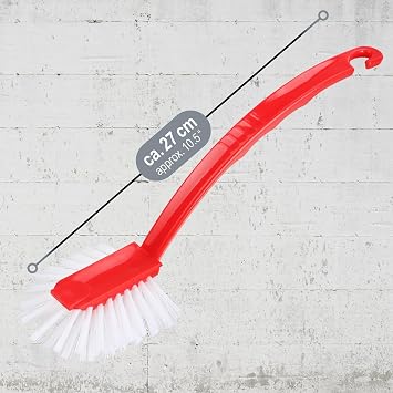 COM-FOUR ® Set of 6 Dish Brush Scrub Brush Black White Red (06 pieces - Mix 2)