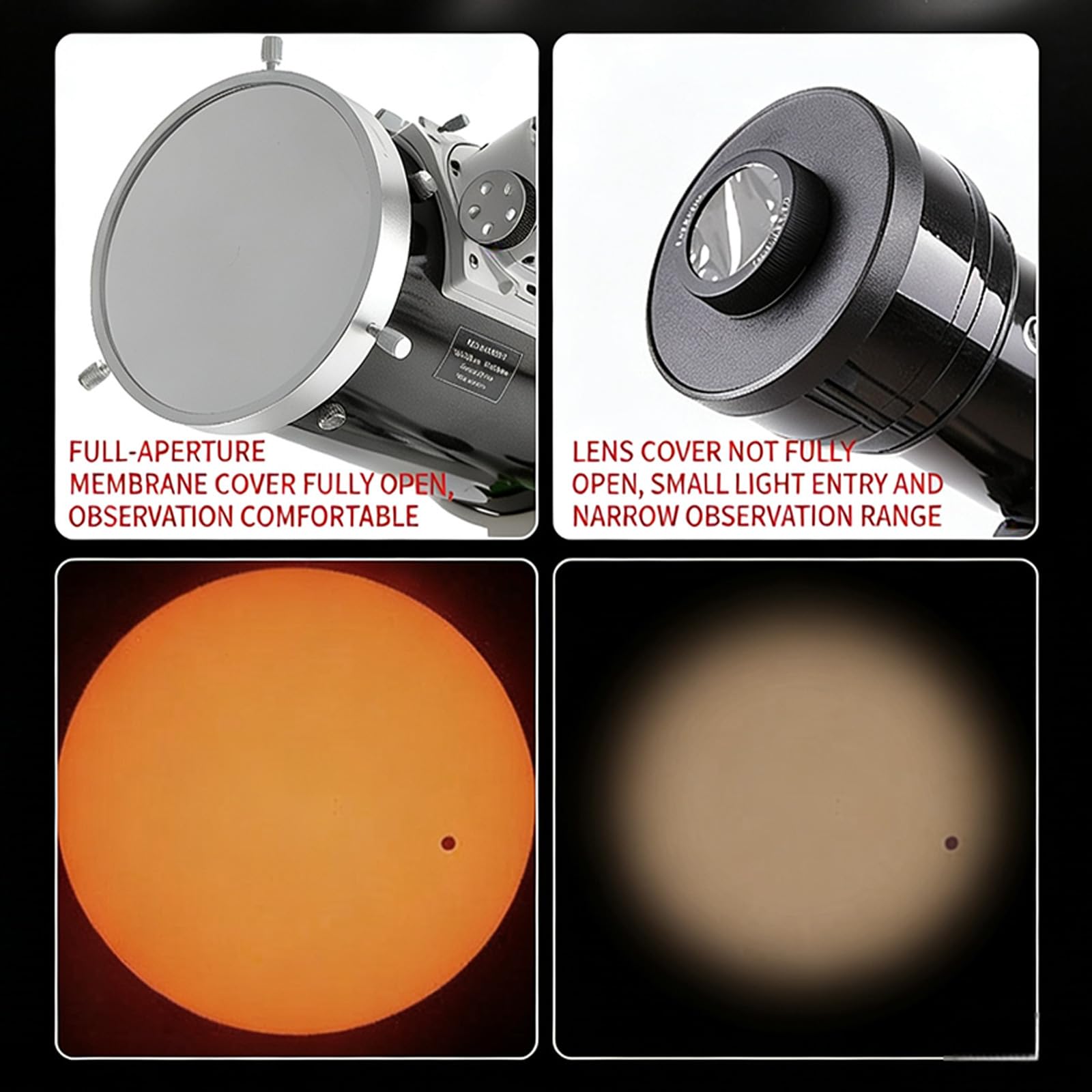 Sonnenfilm Sonnenfleckenfilter, 80–250 mm, Teleskope, Sonnenfilm Filtermembran Betrachten von Sonnenflecken und Sonnenfinsternissen, Teleskop
