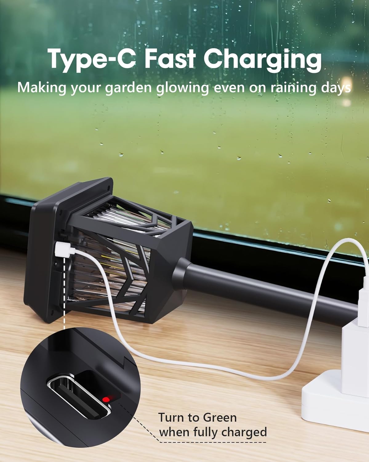 Solar Pathway Lights, Outdoor Lights Waterproof 6 Pack, Large Solar Panel, Type-C Fast Charge, 36H Long Lasting, Auto On/OFF, Dimmer & Breathing, Outdoor Lamp for Path/Patio/Backyard/Garden Decoration