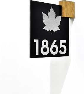 Modern Projecting Sign - Black Aluminum (ACP) and Fiber Laser Engraving - Canada Address Sign - Maple Tree Leaf Sign - Canada Lower Gift