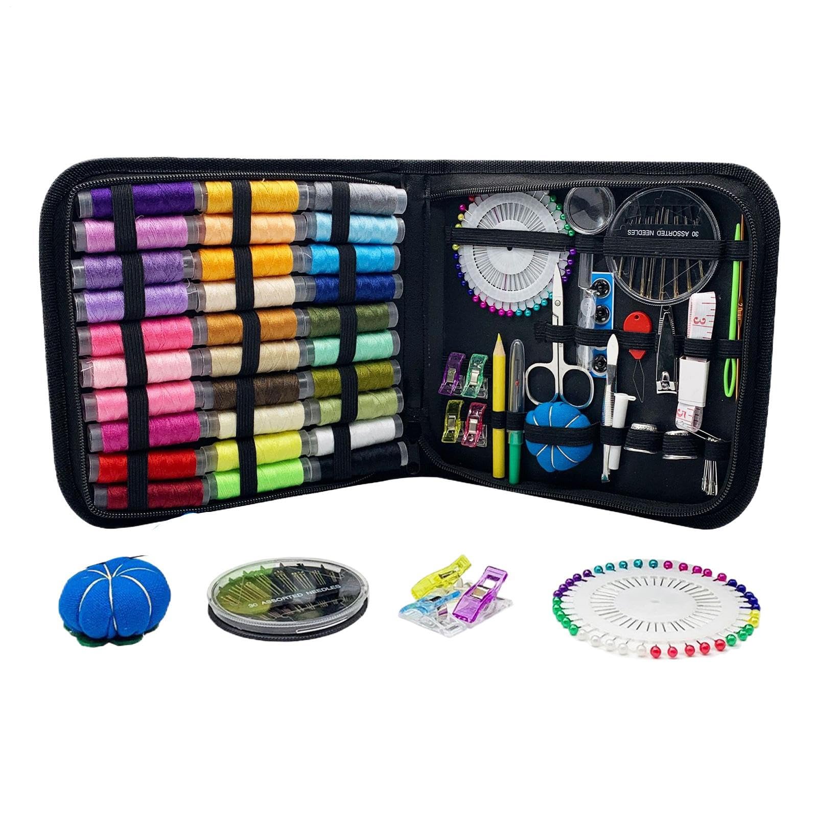 Kit de Costura con Estuche Suministros de Costura Portátiles Completos | Kit de Herramientas para Bordado y Puntada a Mano para Principiantes
