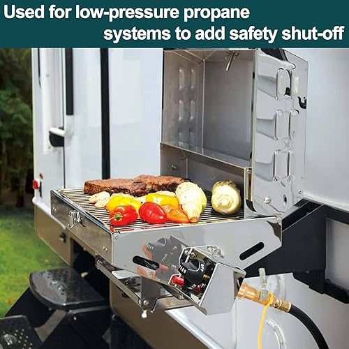 Miniatura 7 de GASPRO Accesorios de conexión rápida de propano RV de 14 pulgadas, juego de tapones de manguera de gas natural y propano con válvula de cierre, para