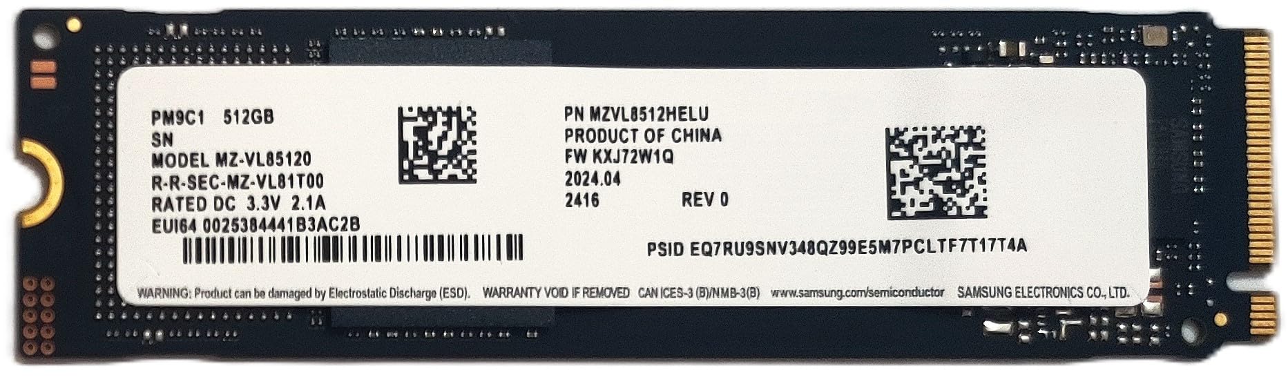 HP SSD 512GB PCIe Gen4x4 NVMe M.2 2280 - Lettura 4950 mb/​s Scrittura 2500 mb/​s - Solid State Drive Smsng PM9C1 Series (MZVL8512HELU)