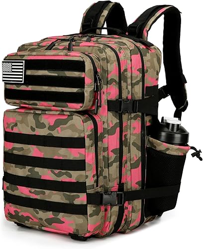 Miniatura 16 de Mochila táctica militar impermeable de 25L para hombres y mujeres, paquete de asalto, mochila de viaje pequeña, Fresa, Pequeño, Mochilas Daypack