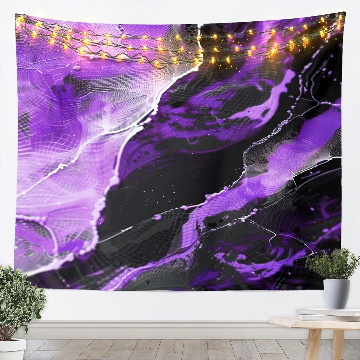 Feelyou Black Gold Marble Tapestry Abstract Golden Cracked Lines Wall Hanging Kids Boys Girls Women Grey White Marble Wall Blanket Bright Modern Luxury Art for Bedroom Living Room Medium 59x59 image 5