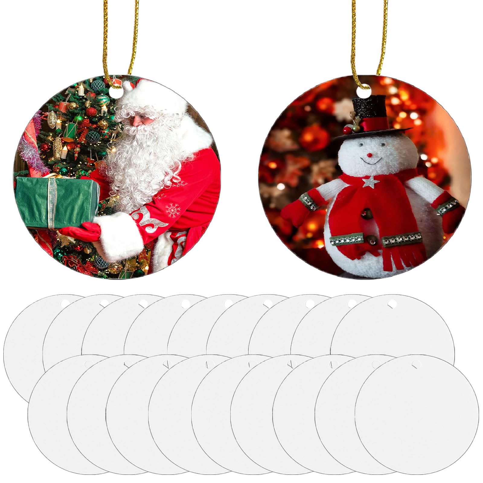 3.5" Metal Sublimation Ornament Blanks, 20pcs Double Sided Xmas Tree Decor