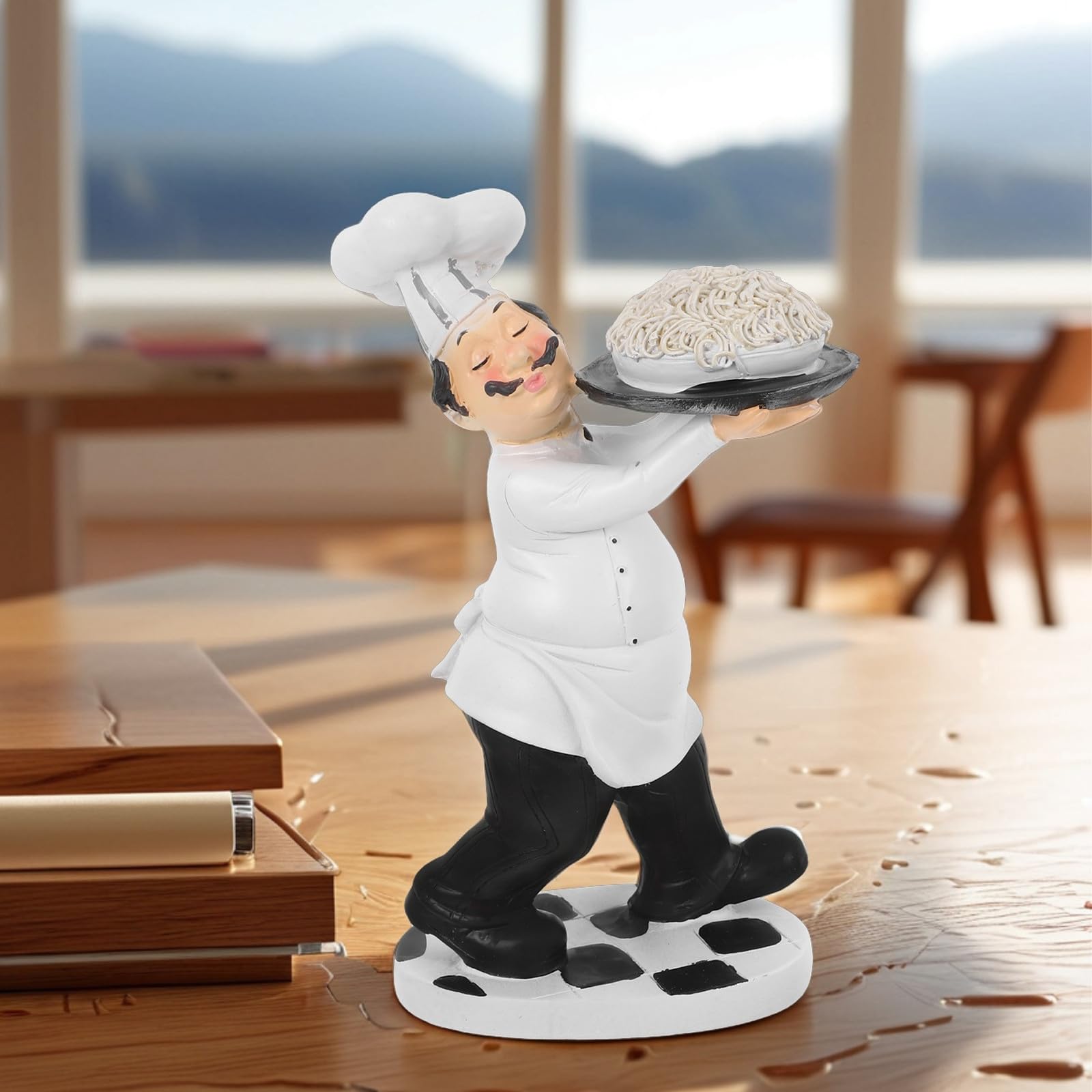 ifundom Statuetta in Resina Chef Ramen Decorazione Cucina Ornamento da Chef per Casa Ristorante Bar Bistrot Tavolo