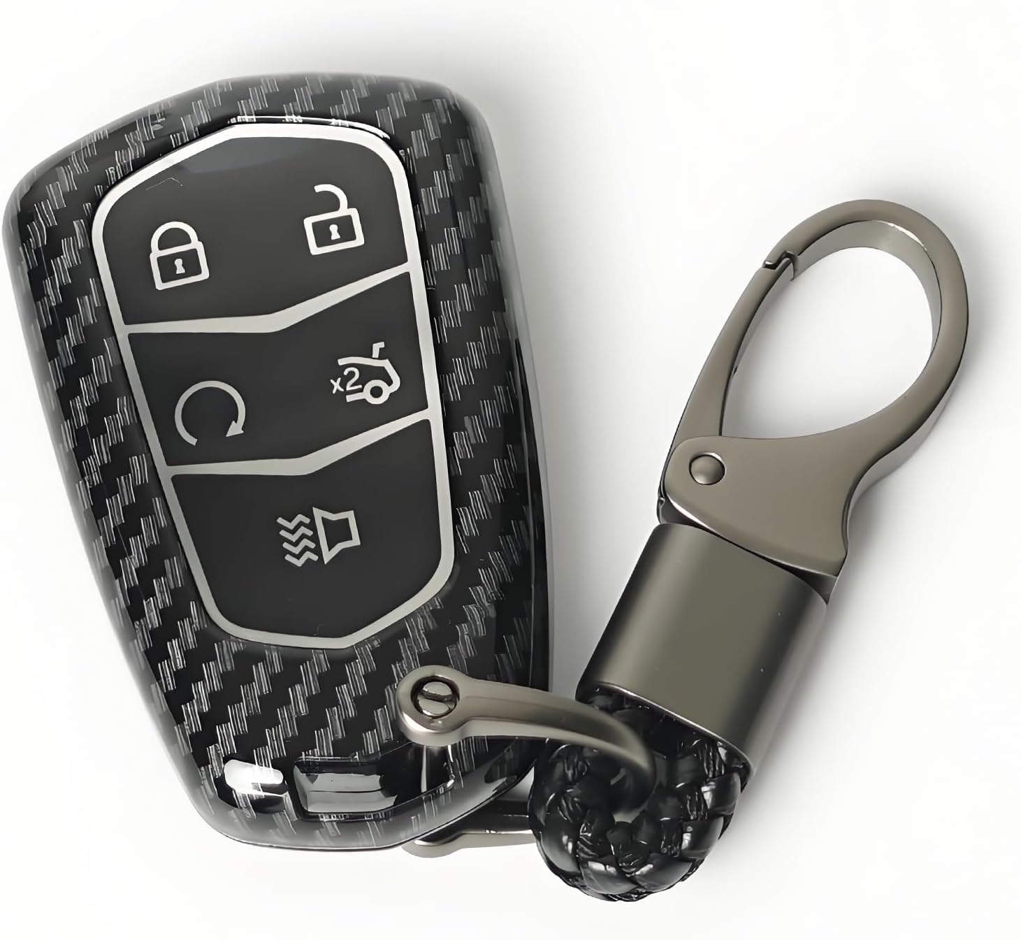 For Cadillac Key Fob Cover, Premium Hard ABS Carbon Fiber Pattern Car Key Case Protector for 2013-2020 -2024 Cadillac Escalade XT4 5 XT6 S CT5 CT6 with Keychain