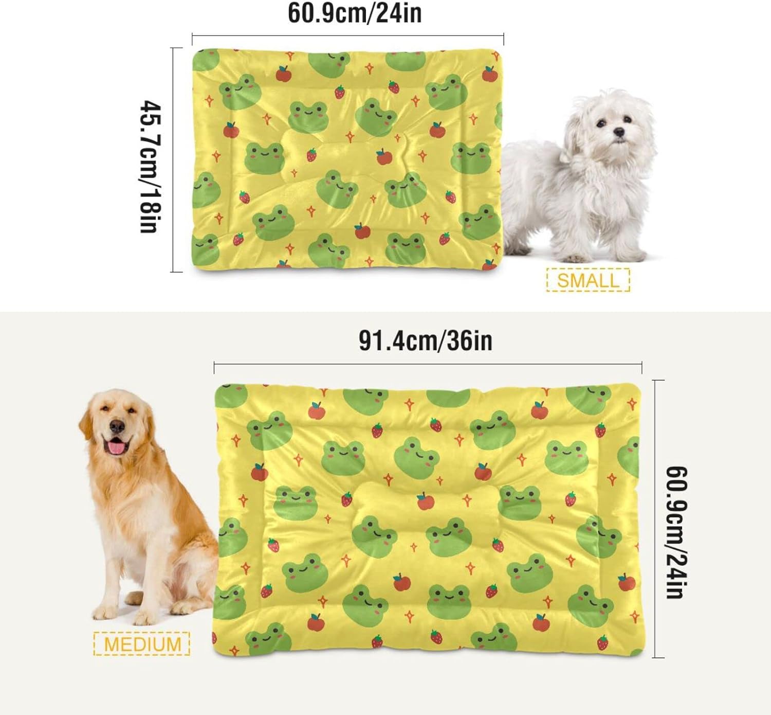 review Ultra Soft Pet Bed Washable Dog Bed Crate Mat for Dogs Fleece Dog Crate Kennel Pad Cat Pet Bed Liner 36x24in Cute Cartoon Frog