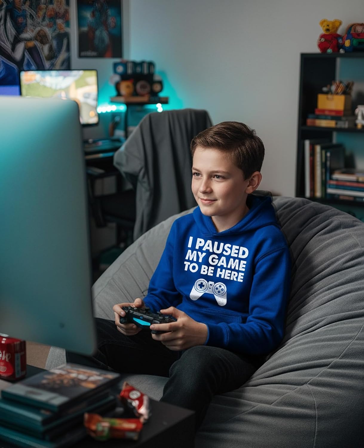 Tstars Funny Kids Gaming Apparel Hoodie Gifts for Gamers I Paused My Game to Be Here Hoodies - Image 4
