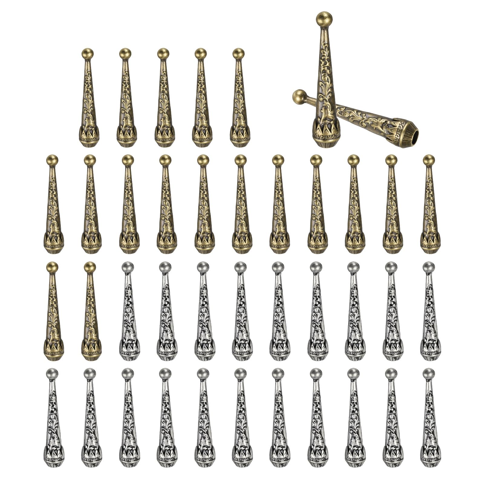 PATIKIL Bolo Tie Tips, 40Pcs 2 Inch Long Alloy Bolo Tie Supplies Replacement Cord End Caps 5 mm Diameter for DIY Crafts Clothes Decor, Vintage Bronze/Silver