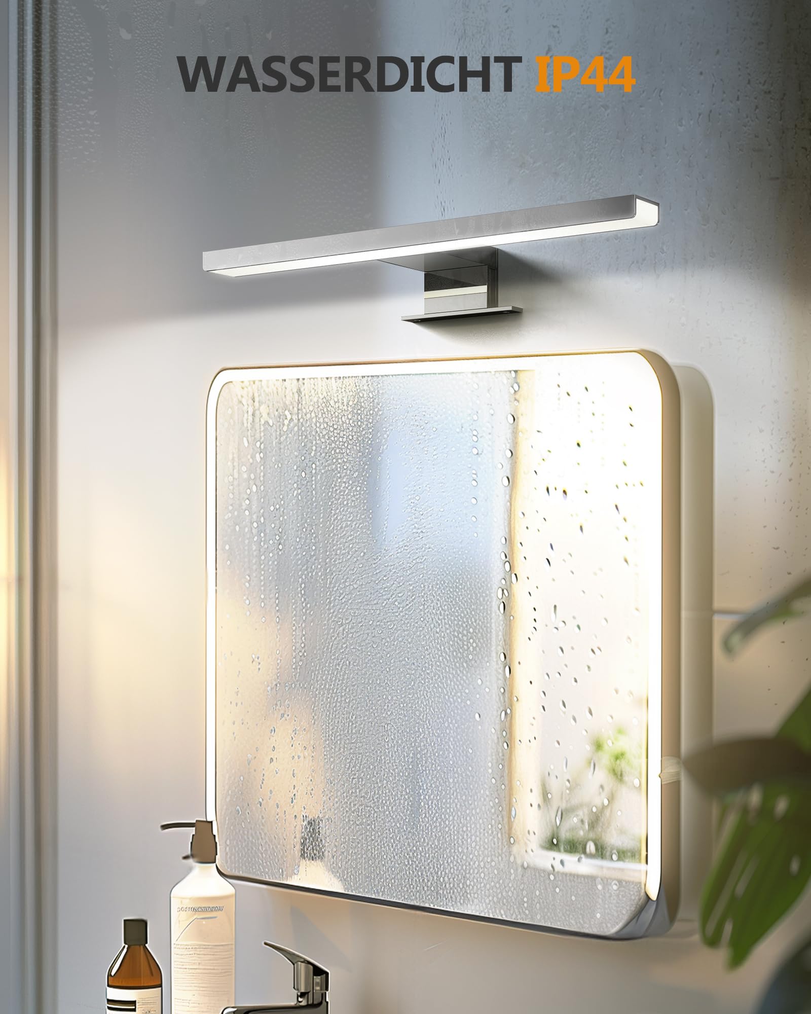 Hommie LED Spiegelleuchte Bad mit Schalter 30CM 5W 4000K Neutralweiß Aluminiumlegierung Spiegellampe Badezimmer Lampe 230V Schrankleuchte Schminklicht Spiegel Beleuchtung IP44 Wasserdicht