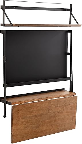 Miniatura 7 de Kate and Laurel McAllister - Escritorio flotante funcional moderno con estante plegable versátil y pizarra magnética para oficina en casa o estación