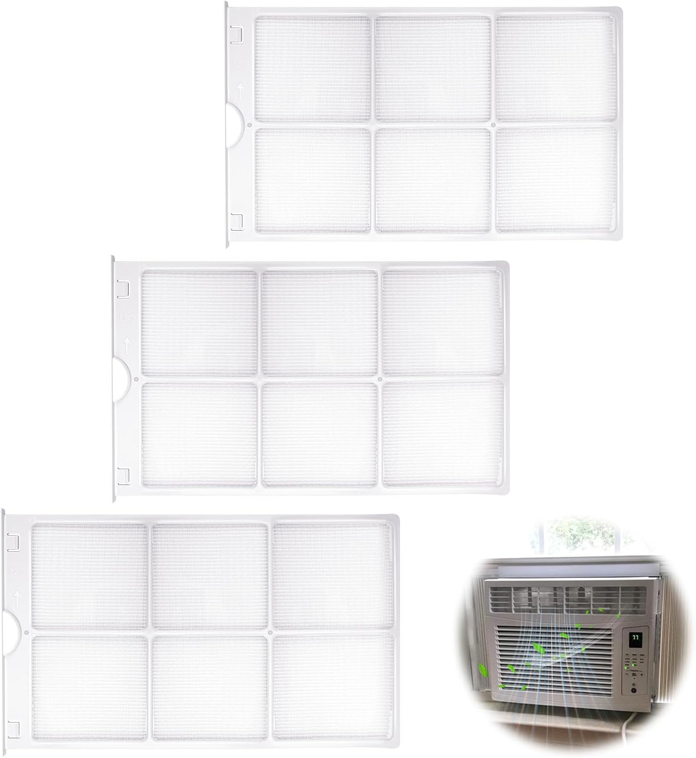 3 Pack WJ85X21746 GE Air Conditioner AC Air Filter Replacement Replaces AP6280063, 4588851, A0010209471, PS12171954 for GE AHQ06LYQ1, AHQ06LYW1, AHR05LWQ1, AHR05LWQ2