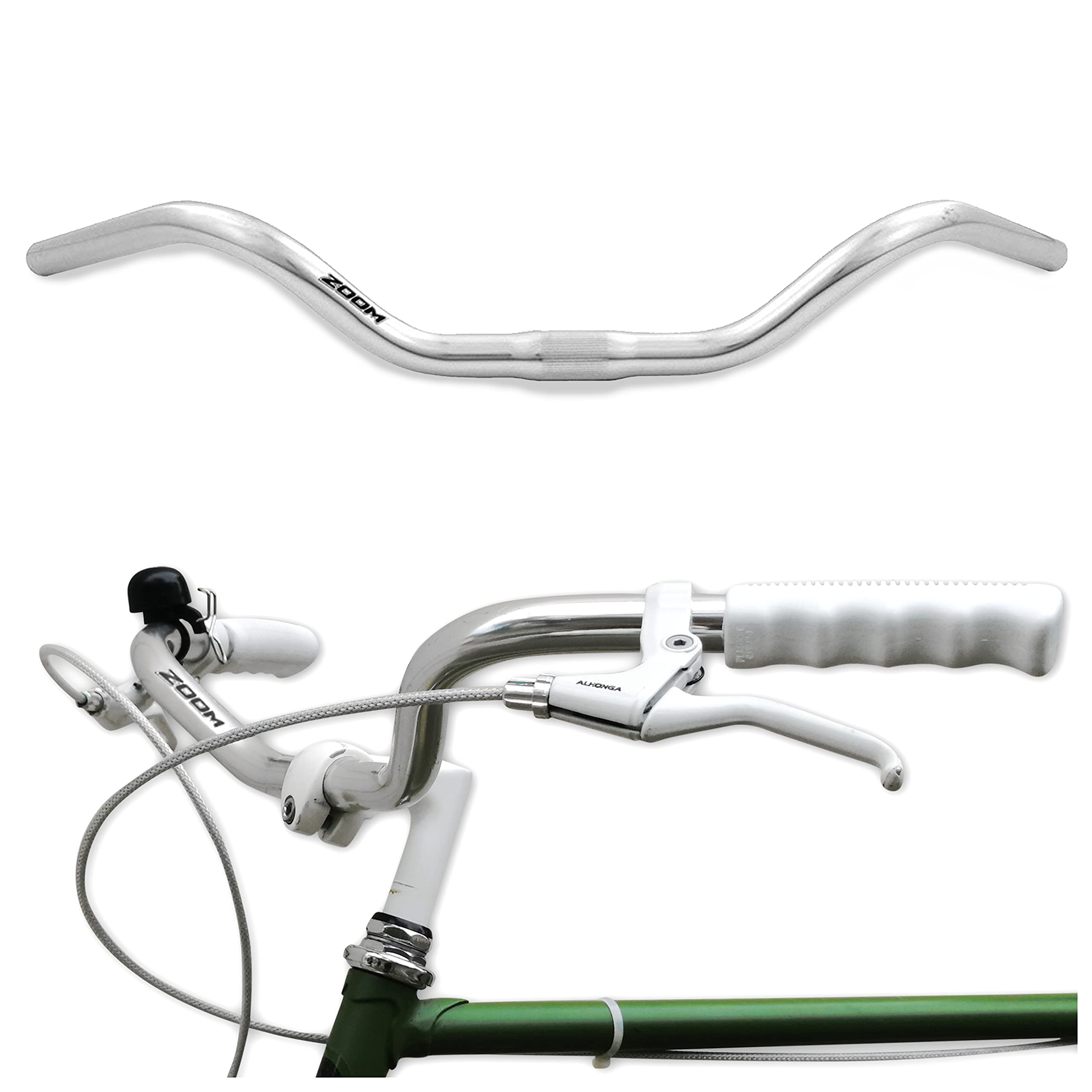 City-Bike Guidon de vélo 25,4 mm ergonomique pour vélo femme et homme Guidon de vélo argenté en aluminium rétro pour homme et fe