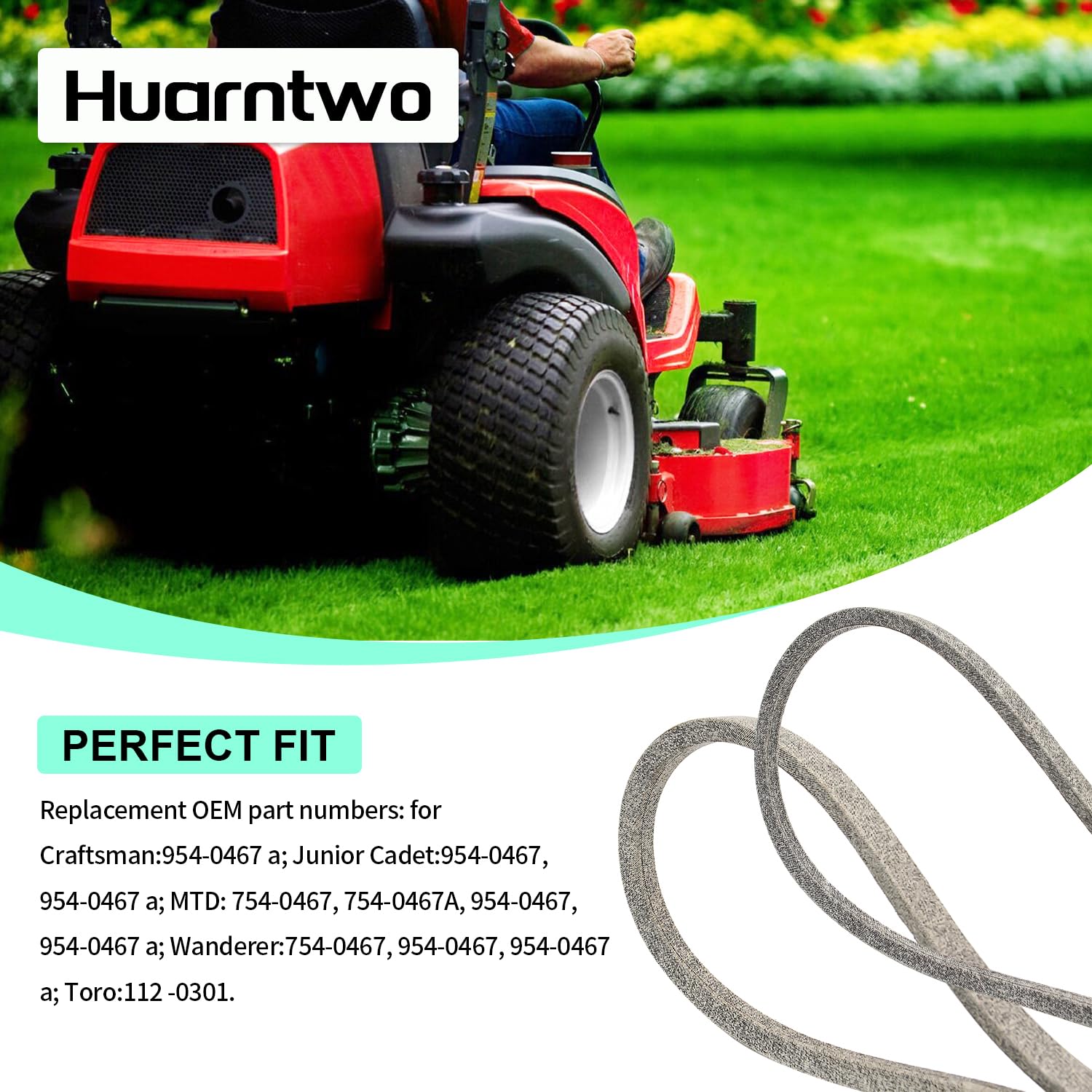 754-0467+754-0468 - Correa de transmisión para cortacésped/cable de Kevlar (5/8 x 91 pulgadas/5/8 pulgadas x 41) para MTD/Cub Cadet/Toro LX500 LX420 LX425
