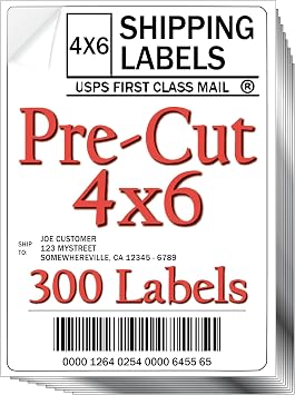 JETZAP Pre-Cut 4x6 Shipping Labels | Work on Most Inkjet and Laser Printers | Just Load & Print | USPS UPS FedEx for Home Printers | 300 Pack
