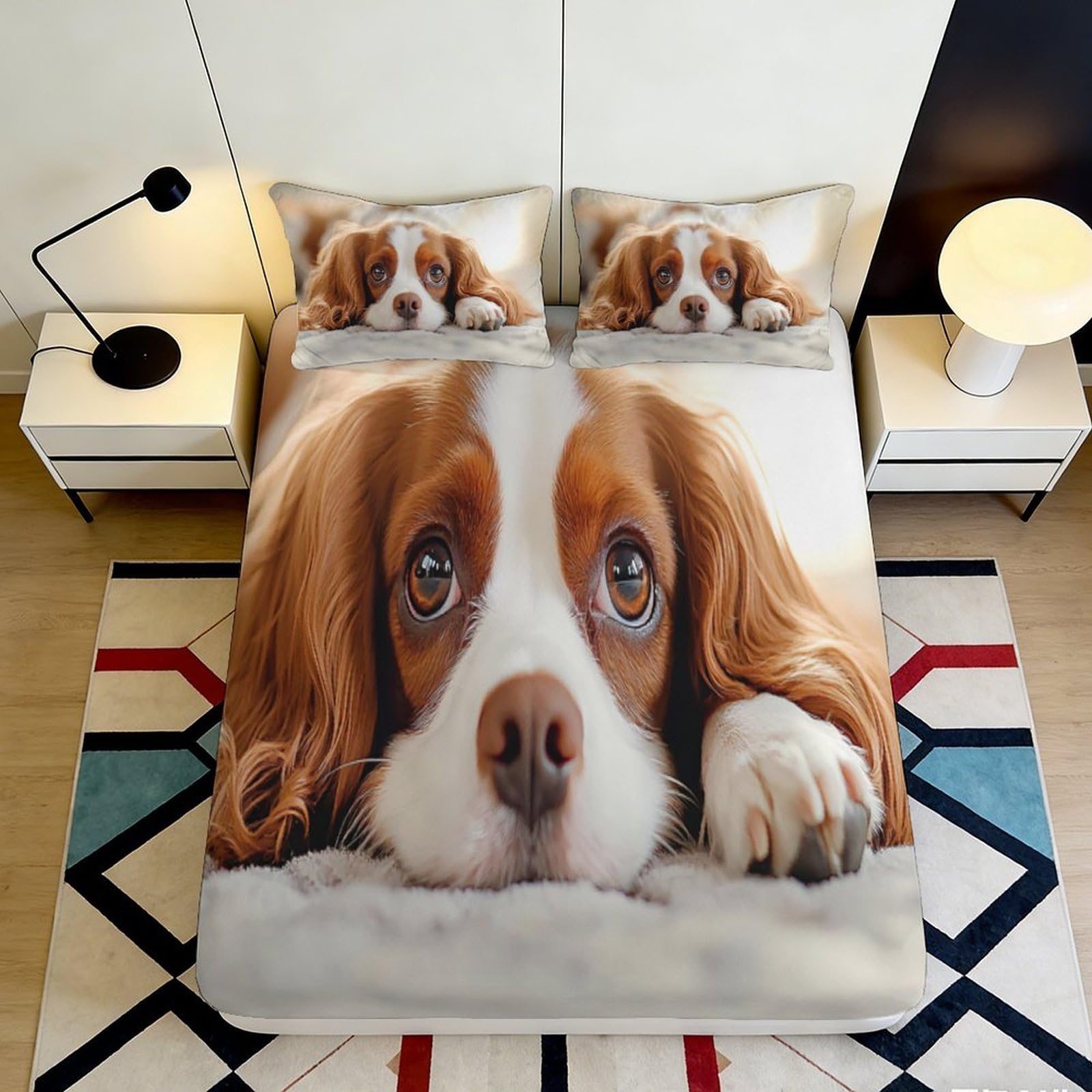 Jqzkxnhpbr Style-7 3D Printed Dog Portrait Fitted Sheet Microfiber Soft Breathable Puppy Bed Sheet For Bedroom Dorm Decor Mattress Protection 90X200x25cm