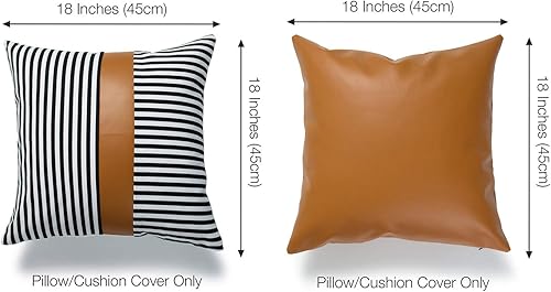 Miniatura 36 de Hofdeco Juego de 2 fundas de almohada decorativas neutras con borlas marroquíes, rayas beige y gris, 18 x 18 pulgadas Rayas Beige Gris,Puntos