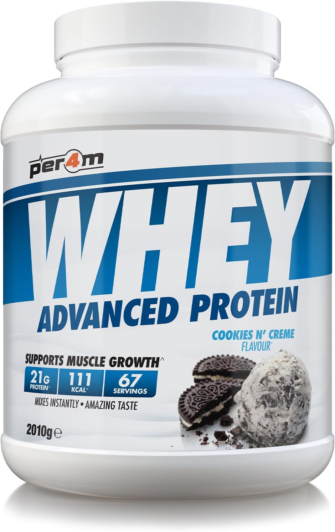 Whey Protein Powder | High Protein Shake for Muscle Growth & Recovery | Low Sugar Gym Supplement | Sports Nutrition Drink + Amino Acids (2010g, Cookies N Creme)