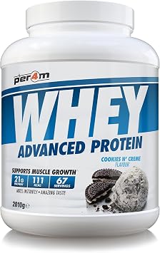 Per4m Whey Protein Powder | High Protein Shake for Muscle Growth & Recovery | Low Sugar Gym Supplement | Sports Nutrition Drink + Amino Acids 2010g, Cookies N Creme