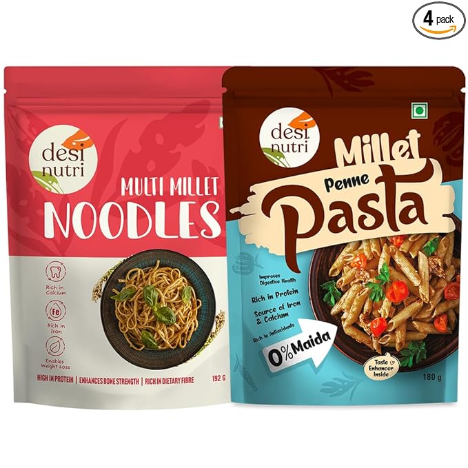 Buy 3 Multi Millet Noodles and Get One Millet Penne Pasta Free | Loaded with Essential Nutrition | Easy & Quick to Cook | Goodness in Every Bite | Pack of 3-192 gms each