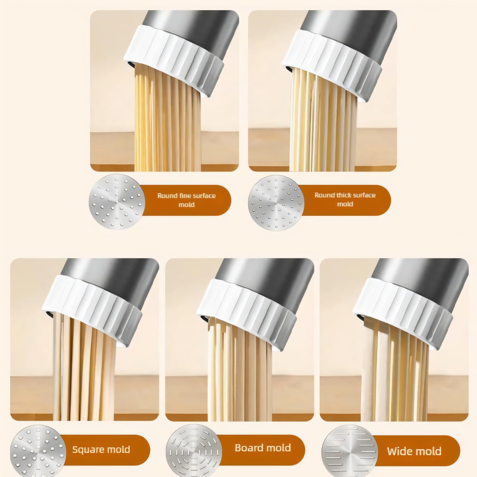 Macchina per Pasta Elettrica Automatica con 5 Trafile Intercambiabili, Facile da Montare e Pulire, Perfetta per Spaghetti, Lasagne, Ravioli e Altre Ricette