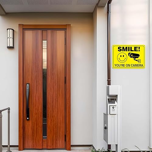 Miniatura 6 de Letrero de video vigilancia de aluminio libre de óxido, letreros de seguridad para exteriores, 10 x 7 pulgadas, impresión UV, señal de advertencia