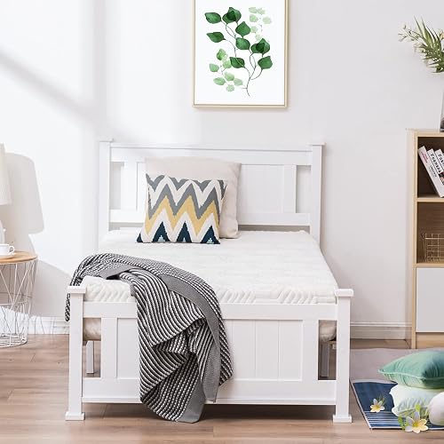 Bonnlo Twin Size Solid Wood Platform Bed Frame, Single Bed
