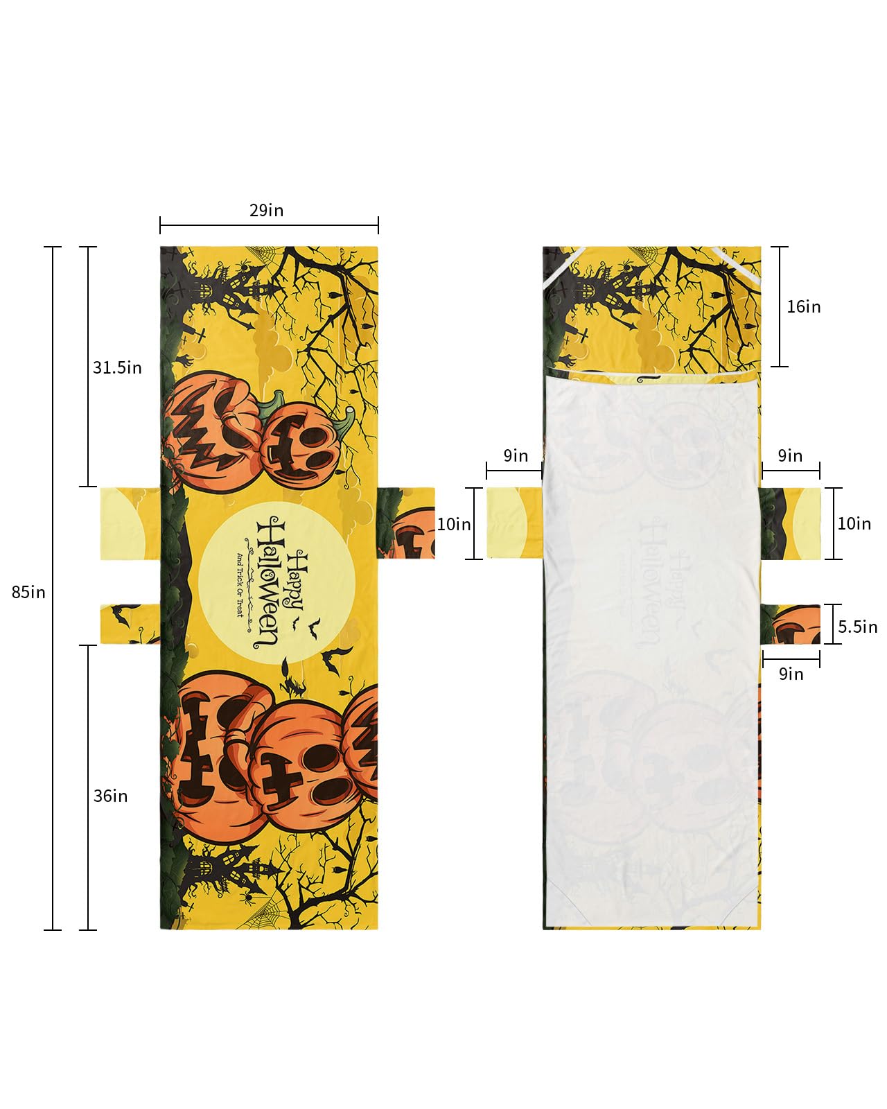 Halloween Beach Lounge Chair Towel Cover, Soft Chaise Lounge Towel with Side Pockets Patio Pool Chairs Cover for Beach/Pool Sunbathing 29x85 Orange Pumpkins Yellow Sky Moon Black Bats