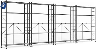 ALANNG 40" W Foldable 5-Tier Storage Shelves on Wheels Adjustable