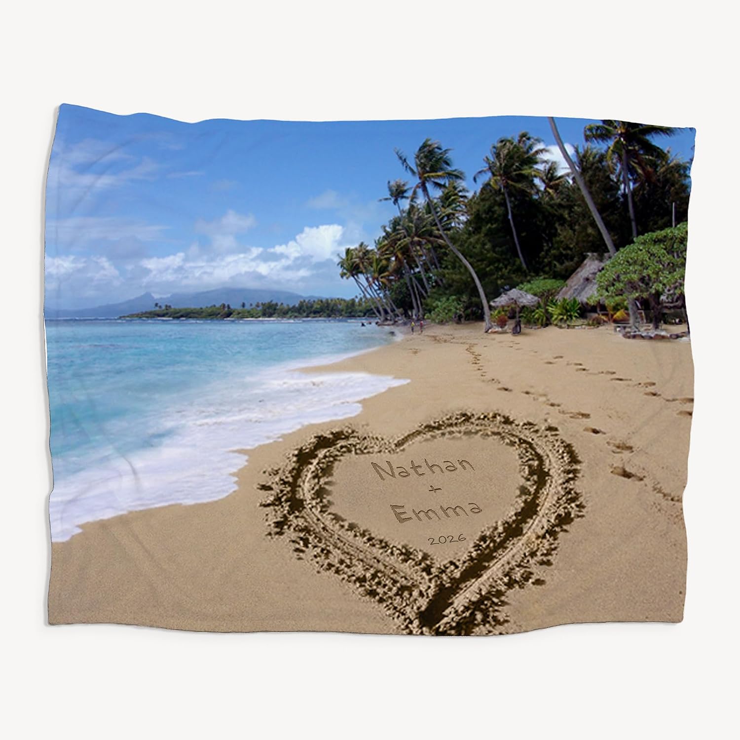 Personalization Universe Our Paradise Island Personalized Wedding 60x80 Plush Fleece Blanket