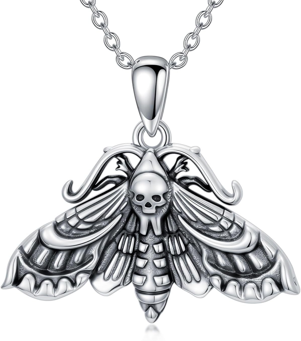 Halloween Necklaces for Women 925 Sterling Silver Skull/Cat/Moth/Voodoo Doll Witches Heart Necklace with Obsidian Gothic Jewelry Gifts