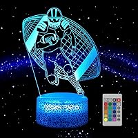 LEDERGO Football 3D Illusion Night Light - 16 Colors, Touch & Remote Control, Bedroom Lamp for Boys, Kids Birthday Christmas Gift