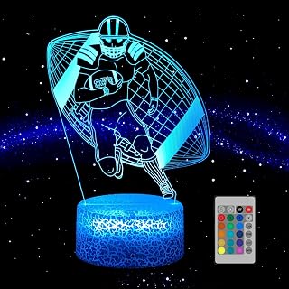 LEDERGO Football 3D Illusion Night Light - 16 Colors, Touch & Remote Control, Bedroom Lamp for Boys, Kids Birthday Christmas Gift